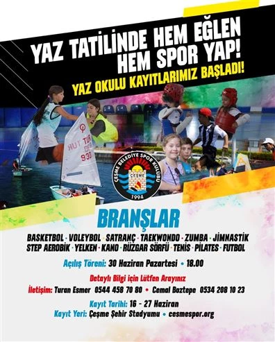 Çeşme Belediye Spor Kulübü Yaz Spor Okulu başvuruları başladı