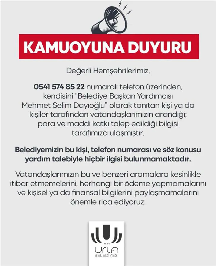 Urla Belediyesi Duyuru Paylaşımı