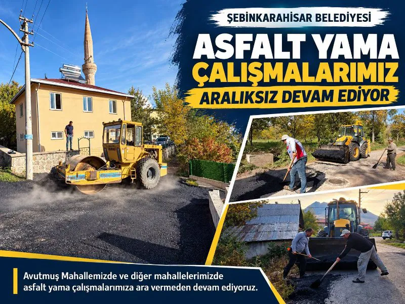 Şebinkarahisar Belediyesi'nden Asfalt Yama Çalışmaları