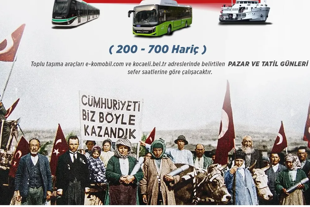 Kocaeli’de 29 Ekim’de toplu ulaşım ücretsiz